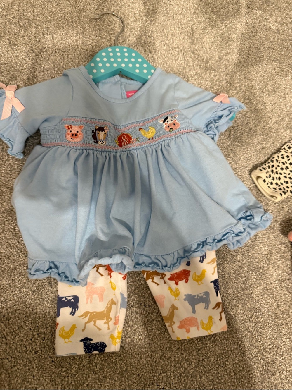 Good Lad Light Blue Top with Animal Print Leggings
